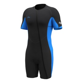Hevto Shorty Wetsuits Men 2mm Neoprene Short Wet Suit Front Zip for Surfing Diving Kayaking Swimming Paddleboard (M1S-Blue, XXL)