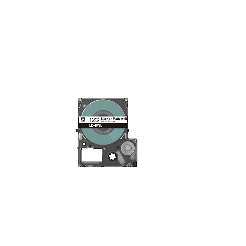 Epson Label Cassette, Matte Label Tape LK-4WBJ Black on White,