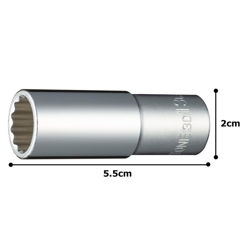 Tone HP3D-13L Deep Socket (12 Square) Drive Angle 0.3 inch