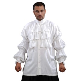 ThePirateDressing Pirate Medieval Renaissance Seinfeld Puffy Shirt Costume C1076 [White] [Large]
