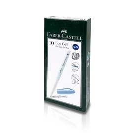 Faber-Castell Sustainable Eco Gel Fast Dry Pen Made From 100% Recycled Plastic - Super Smooth Gel Ink, Ergonomic Writing, Non-Smudging & Non-Smear (Box of 10) (0.5mm Blue)