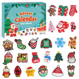 OuMuaMua 2025 Advent Calendar Shoe Charms 24 Days Christmas Countdown Calendar Gingerbread Snowflake Shoe Charms Wristband Decorations for Shoes Boys Girls Birthday Gifts Christmas Winter Party Favors