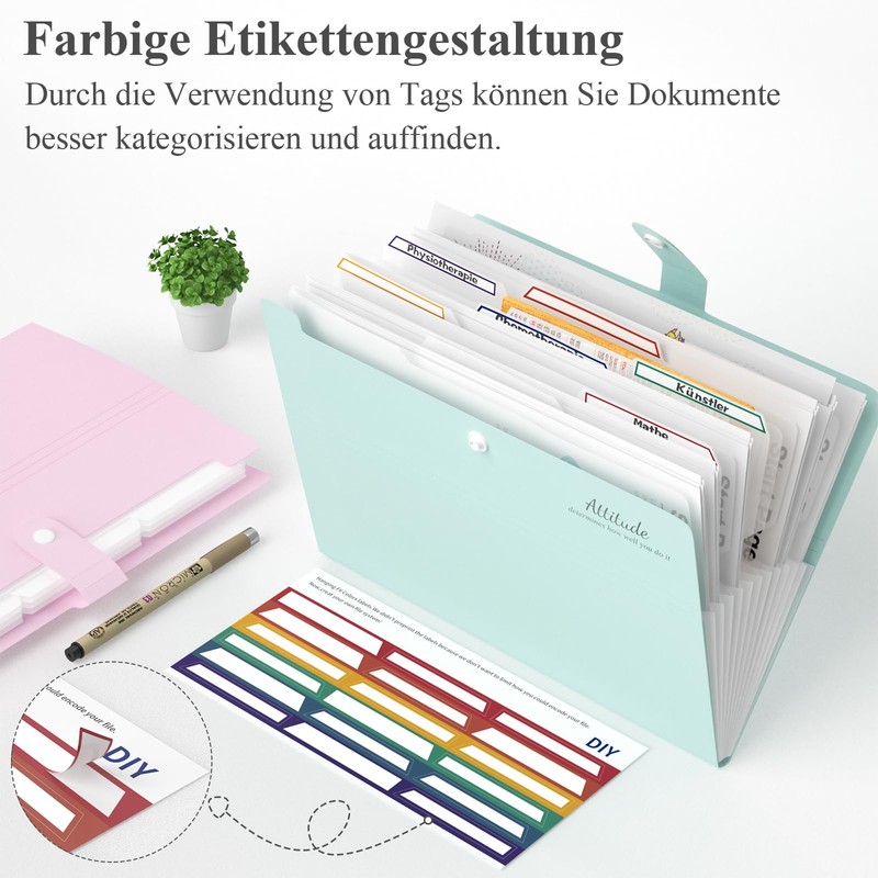 Smarpau Expanding File A4, 12 Compartments, Expandable File Folder, A4