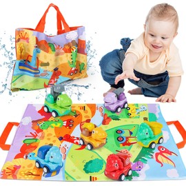 ZHUOYOU Dinosaurier Spielzeug, 6 Stück Mini Pull Back Dinosaurier Auto für 2-Jahre alte Jungen, Kinderspielzeug mit Spielmatte, Dino Spielzeugatuos ab 2 3 Jahre Jungen Mädchen Geschenke Kinder