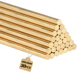 EXLECO 30 pieces brass rods, diameter 3 mm x 100 mm, metal rods, brass rods, solid round brass rod, metal rod, solid brass round rod rods for DIY crafts, RC model and lathe bar stick