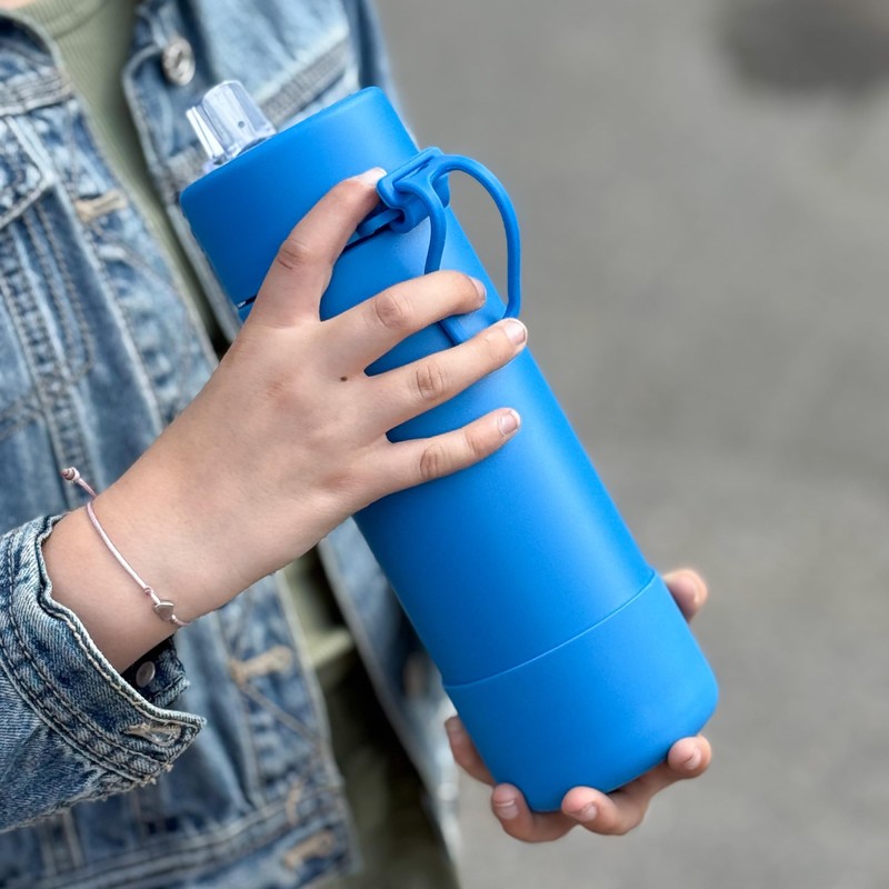 Pick Plate Stainless Steel Water Bottle with Bumper (Blue)