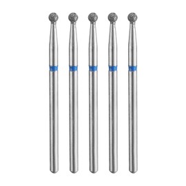 sourcing map 5pcs 120-140 Grits Diamond Grinding Bit 2.5mm Ball Head 2.35mm Shank 2.5mm Length Stone Sanding Drill Bits Rotary Tool for Ceramic Glass Nails Grinding Polishing, Blue