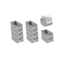 PROREGAL Economy Set 10 x Grey Storage Boxes 4.0 with Cover H x W x D 15 x 20 x 35 cm 7.2 Litres Storage Container Storage Box Assortment