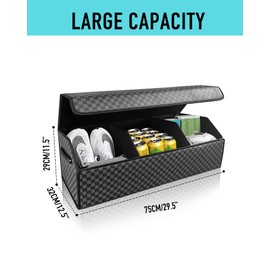 Fyzeoty Trunk Organizer for SUV - Leather Storage Box, Extra Large, Magnetic Lid, Collapsible and Adjustable Car Organizer