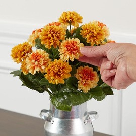 Factory Direct Craft Golden Yellow Artificial Marigold Silk Flower Bush | Day of The Dead, Día de Muertos, Thanksgiving and Fall Harvest Floral Arrangments | Size: 14" H…