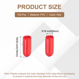 sourcing map 100pcs Pegboard Hooks Protector Rubber End Caps, Peg Board Hook Flexible Prongs End Tips Caps Rack Cover for Pegboard Dishwasher Hook, Red(19mm Long 4mm Inner Dia)