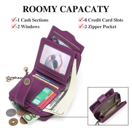 SENDEFN Women's Small Purse, Women's Genuine Leather, with Coin Compartment, Small Zip Wallet, Card Holder, with RFID Blocker, Modern