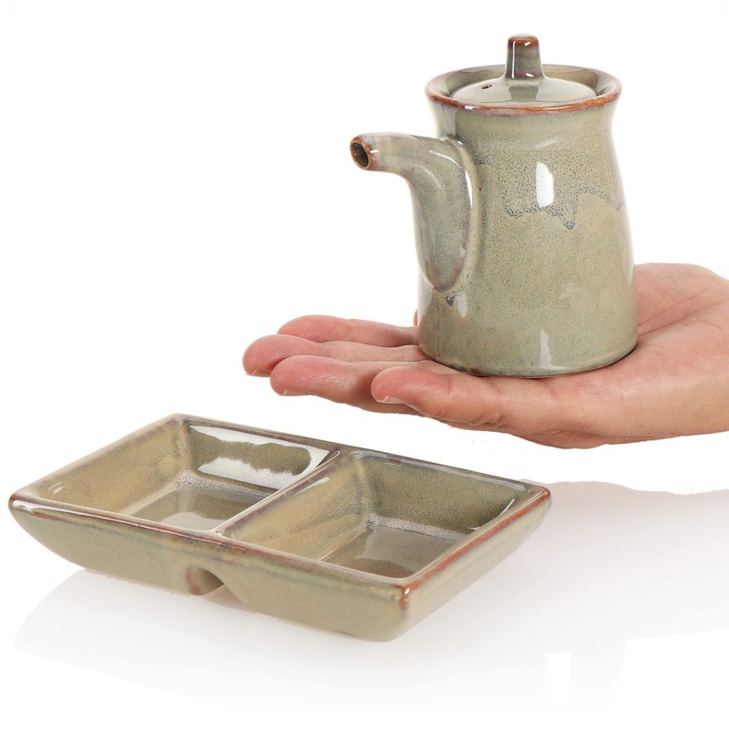 com-four® 2 Piece Sushi Serving Set - Ceramic Sauce Bowl