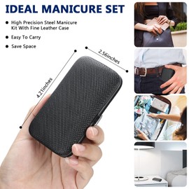 12 Sets Manicure Set Nail Clippers Pedicure Kit Stainless Steel Professional Pedicure Set Grooming Kits Nail Care Tools with Luxurious Travel Case for Nail Care (Black, 8 In 1)