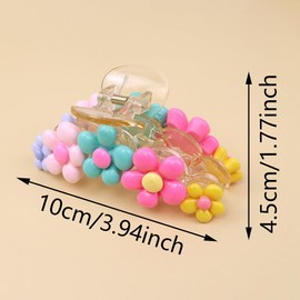 Colorful Flower Hair Claw Clip Cute Floral Hair Claw Strong Hold Hair Jaw Clip Spring Summer Floral Hair Accessories for Daily Wear