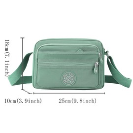 FAVORTALK Green Causal Ladies Crossbody Handbags - Women Cross-body Bags Multi Pockets Bags Across Body Shoulder Satchel for Women Waterproof Trendy Bag - B20309 Lake Green