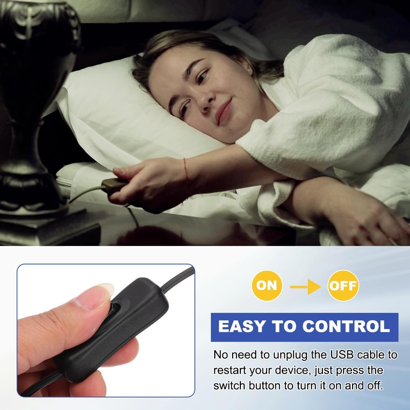 PATIKIL 4.92ft U S B延長ケーブル付きオンオフスイッチ、2個のMicro U S Bメスデータサポート電源供給コード4芯ワイヤー、LEDストリップ、デスクランプ、ファン用