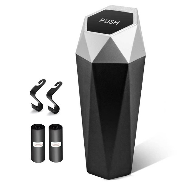 QTEEY Car Trash Can,New Car Dustbin Diamond Design,Leakproof Vehicle Trash