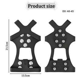 KASURE Crampons Ice Cleats for Shoes and Boots, Snow Grippers for Boots and Shoes Non Slip Ice Cleats Traction Cleats Rubber Snow Spikes Crampons with 10 Stainless Steel Spikes, A Sstorage Bag (L)