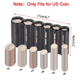 BSTKEY US Coin Holder Coin Dispenser, Portable Coin Sorter Coin Organizer, Holds up to 166 Coins, Large Capacity Black Coin Storage Holder for Car Waitress Server Collector Cashier Change