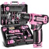 Pink Drill Tool Set Kit DEKOPRO Power Cordless Drill Tool