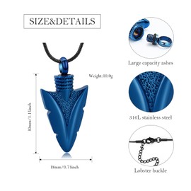 mingkejw Arrow Head Urn Necklace for Ashes Cremation Jewelry Stainless Steel Arrowhead Pendant Memorial Necklaces Ash Holder Keepsake Jewelry for Loved Ones with Fill Tool