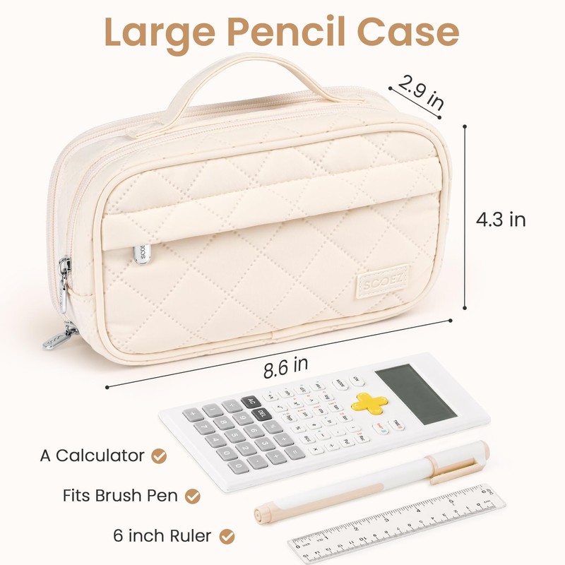 Sooez Large Pencil Case, Pencil Pouch with Handle, Pen Bag