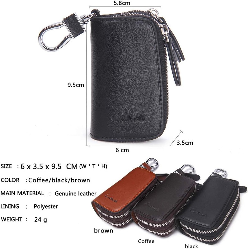 CONTACTS Estuche de cuero para llaves de coche con doble