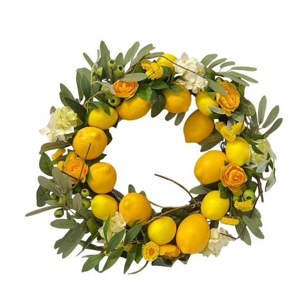 Unbranded Summer Wreaths Silk Floral for Front Door 22" Lemon