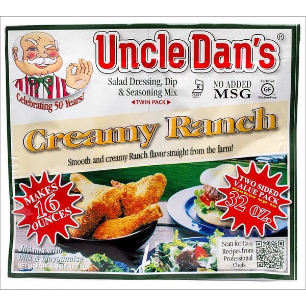 Uncle Dan's Creamy Ranch Dressing, Dip, and Seasoning Mix - Twin Pack - Packet