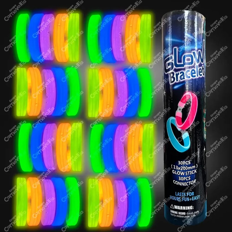 30 Pulseras Neon Gruesa Cyalume Luz Fosforescente Glow Stick
