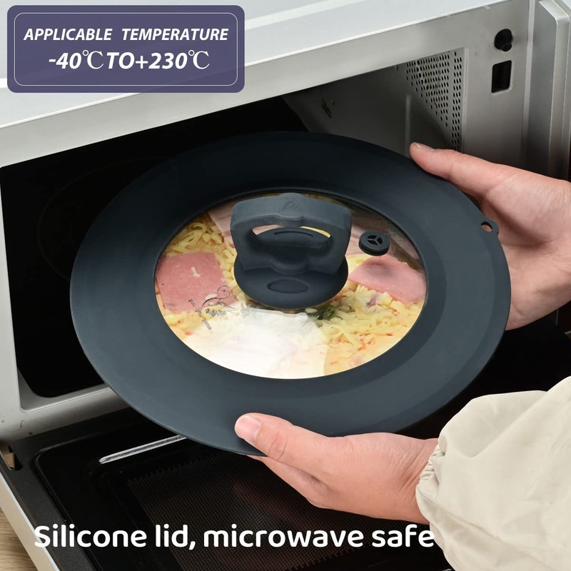Set of 2 Vented Tempered Glass Universal Lid for Pot