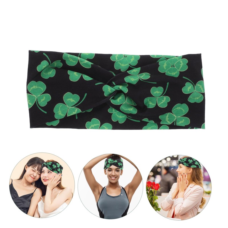 Healvian Knotted Headband for Women and Girls Stretchy Shamrock Hair