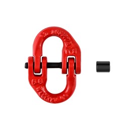 QWORK G80 Alloy Steel Coupling Link, 4 Pack 1/4" Hammer Lock Chain Connector, 2645 lbs Working Load Limit, Red