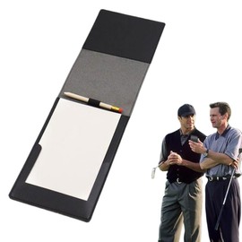 Golf Scorecard Holder, Leather Yardage Book Cover, Pocket-Size Golf Notebook Organiser (Black)