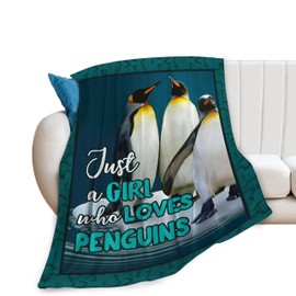 Manta de pingüinos Just A Girl Who Loves Penguins para decoración de cosas de pingüinos, de franela acogedora suave, cálida, ligera, ropa de cama de pingüinos regalos para niñas y mujeres, sofá, ropa