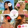 10 Pcs Hawaiian Flower Hair Clips for Women, Artificial Hibiscus