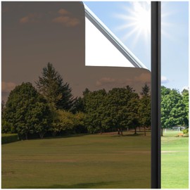 Haton Window Privacy Film One Way Window Tint Film Sun Blocking Anti UV Window Heat Blocker, Reflective Mirror Window Tinting Film for Home Office Window Cover, Brown-Silver, 23.6" x 78.7"