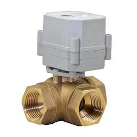 HSH-Flo 1/2" 3/4" 1" 3 Way 12V/24VAC/DC 110V/230VAC Brass L Port Electrical Motorized Ball Valve (110-230VAC, 1/2 Inch)