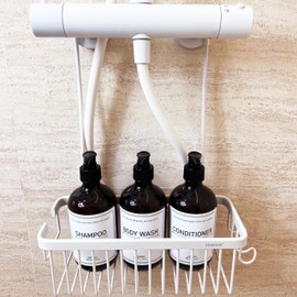 Huniox® Bath - Hanging Shower Caddy - Shower Shampoo Holder - Shampoo Holder for Shower - White Shower Caddy - Shower Caddy White - Shower Caddie - Shower Organiser Hanging (WHITE, BASKET)