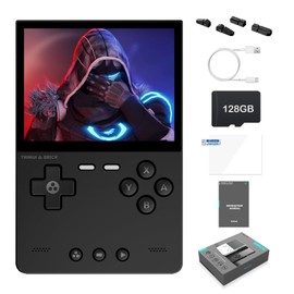 Trimui Brick Retro Handheld Portable Retro Gaming WiFi Multiplayer 159g Lightweight Retro Emulator with RGB Lighting USB-C Fast Charging 3.2" Square IPS Screen 3000mAh 128G TF Card Linux Black