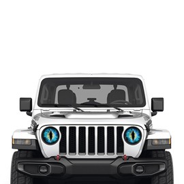QKYS 2PCS Beast Eyes Decals, 3D Stereo Eyes Headlight Stickers, Jeep Stickers Round Headlight Eye Decal，Funny Decals Body Window Bumper Decoration Compatible with Car Truck Jeep Wrangler（Blue）