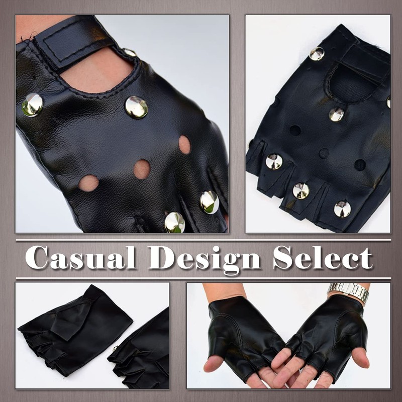 ONE LIMITATION TG010 Fingerless Leather Gloves Cycling Bike Studded Rock
