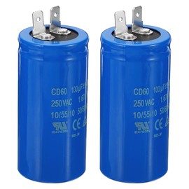 PATIKIL CD60 Run Capacitor, 2 Pack 100uF/MFD 250VAC 15% Tolerance 50/60Hz Motor Starting Capacitor for Air Compressor Motor Starts Running