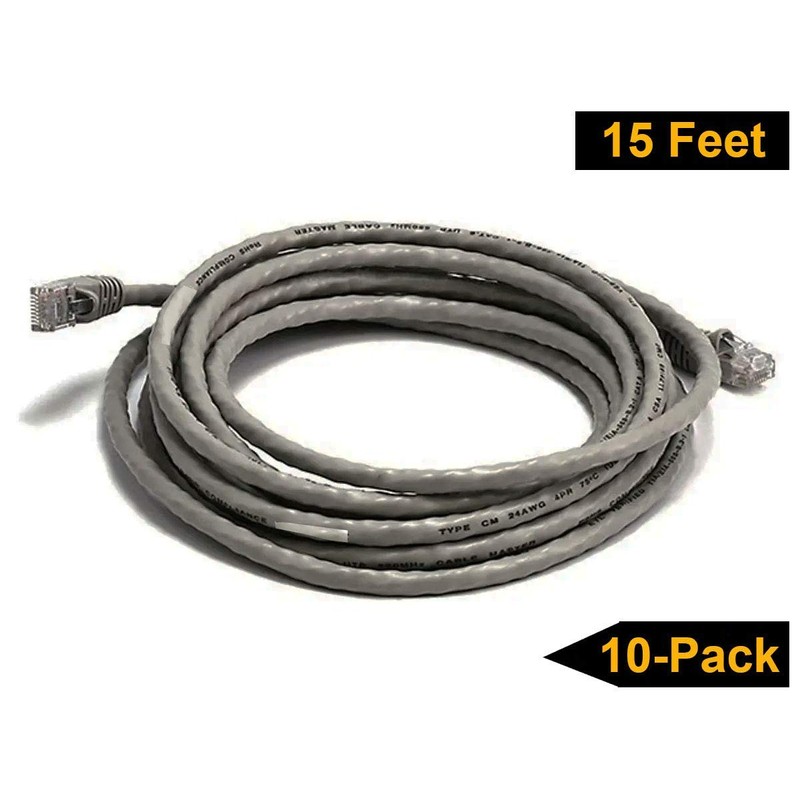 iMBAPrice 1' Cat5e Network Ethernet Patch Cable, 10 Pack, Gray