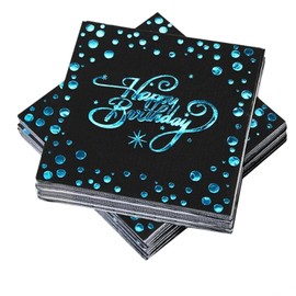 Pack of 40 Napkins Black Blue Napkins Birthday Party Celebration Men Women Table Decoration Birthday 33 x 33 cm, 2-Ply