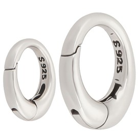 Beebeecraft 1 Box of 2 Spring Clasp O Ring Sterling Silver Oval Carabiner Clip Clasp Key Ring Connector for Jewellery Search When Making Necklaces