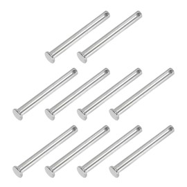 PATIKIL 8 x 70 mm Single Hole Clevis Pin, 10 Pcs 304 Stainless Steel Flat Head Pin for Hitch Pin Lock Link Hinge Systems, Silver