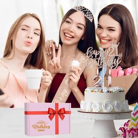 21st Birthday Decorations for Her, Including 21st Birthday Sash and Tiara, Cake Topper, Candles, 21 Year Old Gifts for Her