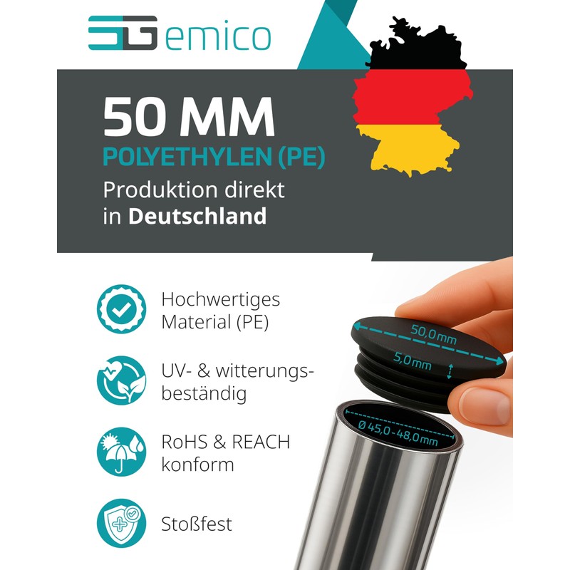 emico Lamellar Plugs, Diameter 50 mm, Pipe Wall Thickness 1.0-2.5